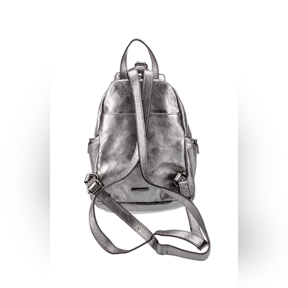 Rebecca Minkoff/Julian Leather Backpack Metallic in Silver size medium - Picture 4 of 4
